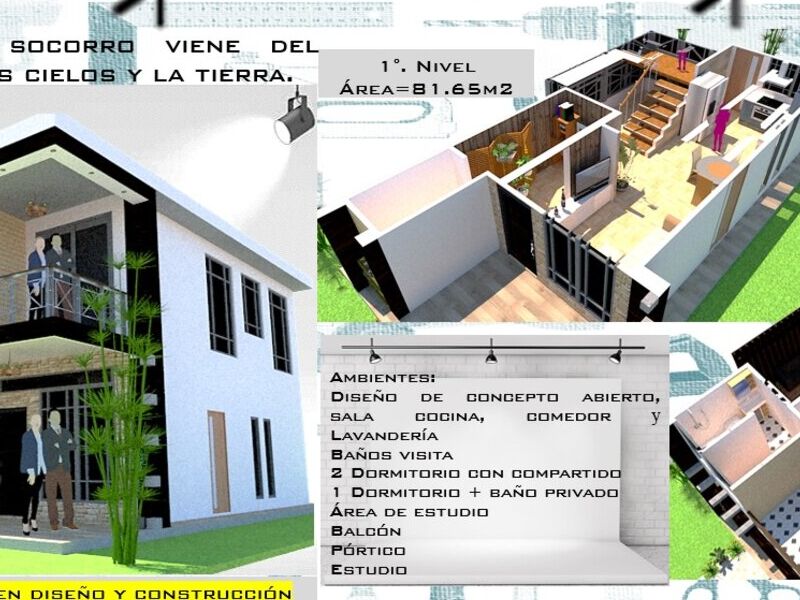 diseño de casas area 67.45m2