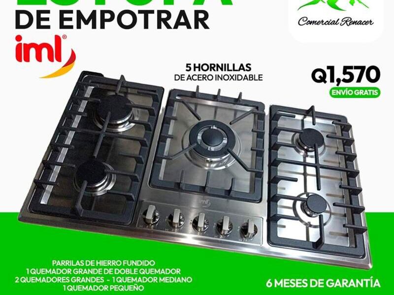 Estufa de empotrar 5 hornillas