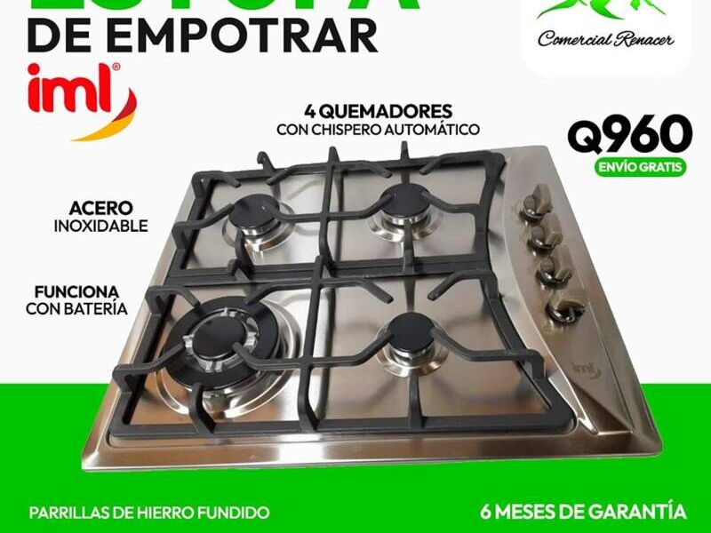 Estufa de empotrar 4 quemadores
