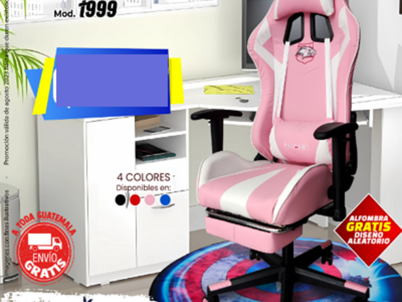 SILLA GAMER ROSADO GUATEMALA KANGURO