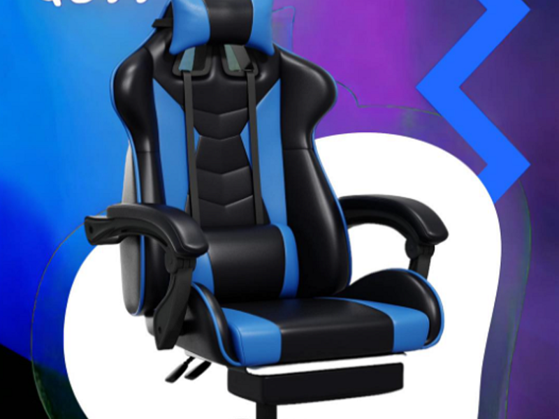 Silla gamer color negro y azul Dep Guatemala