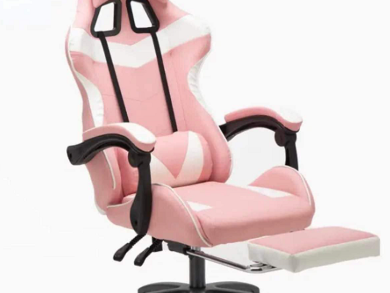 Silla gamer color blanco y rosa Dep Guatemala