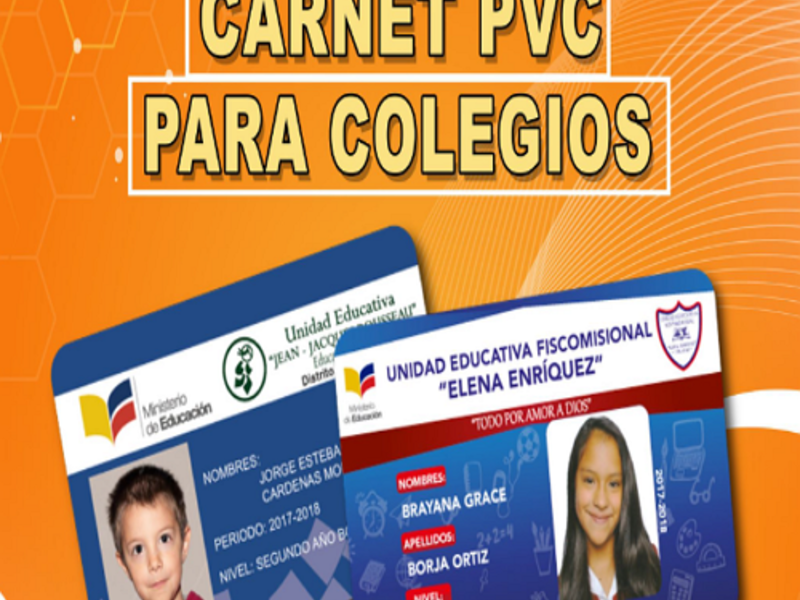 Carnet PVC para colegios
