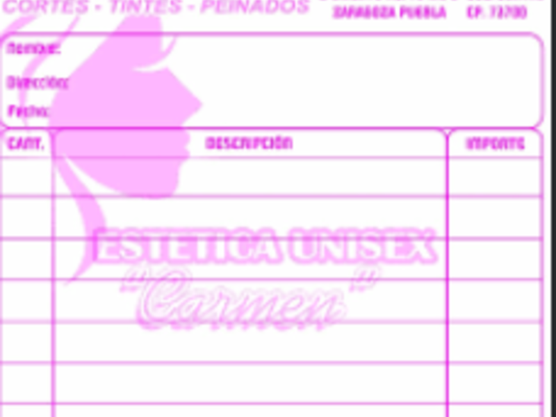 Nota de venta personalizada Purulhá