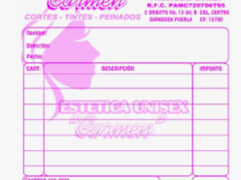 nota de venta personalizada Nueva Concepción