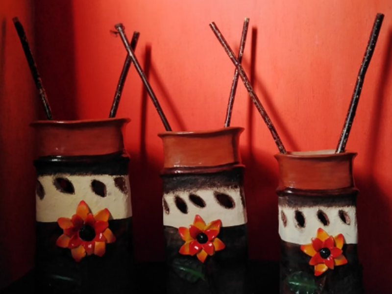 Juego jarrones barro decoración Guatemala