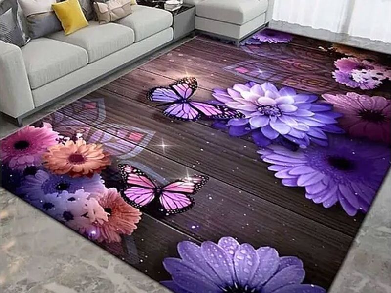 ALFOMBRA MARIPOSAS MORADA