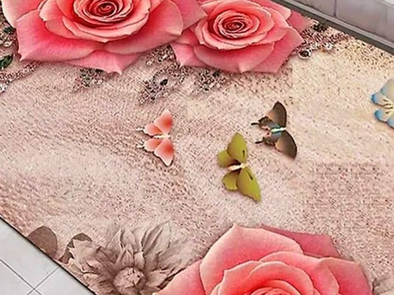 ALFOMBRA ROSAS Y MARIPOSAS