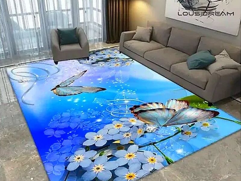 ALFOMBRA MARIPOSAS CELESTE