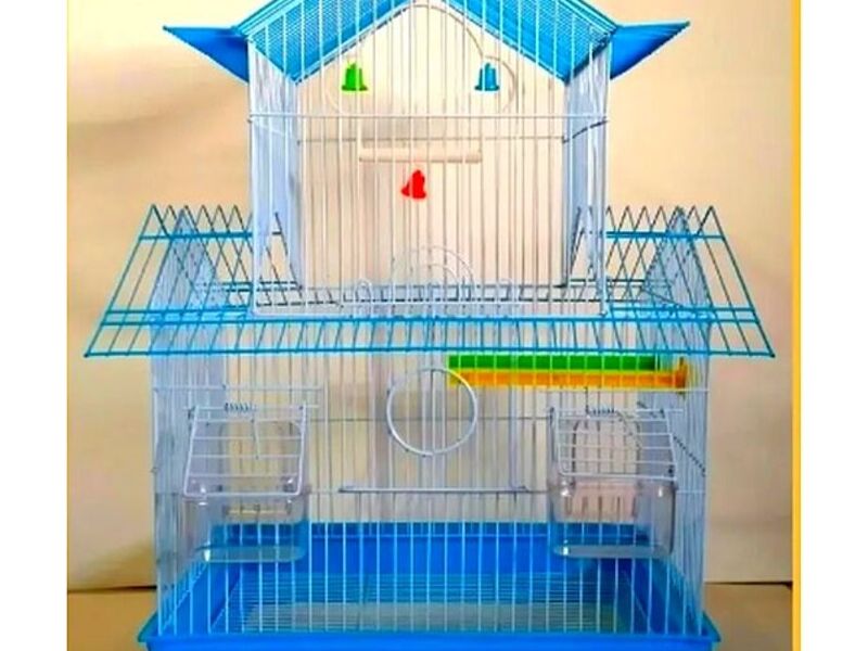 JAULA DOS PISOS AVES AZUL