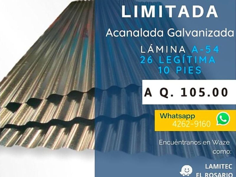 Lámina galvanizada acanalada Guatemala 