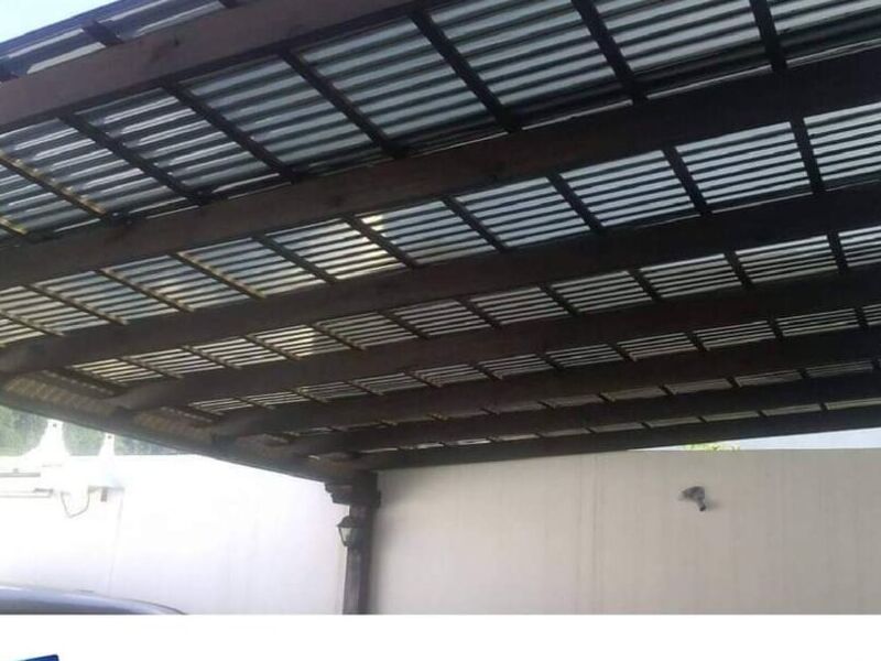 Pérgola metal madera 