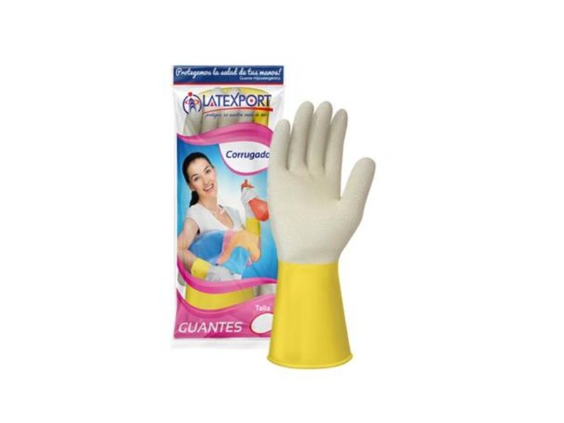 GUANTE CORRUGADO 18 LATEXPORT M AMARILLO GRIS