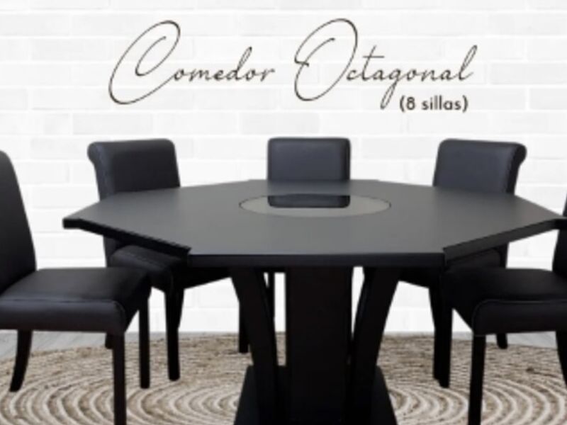 Mesa de comedor octogonal 6 sillas