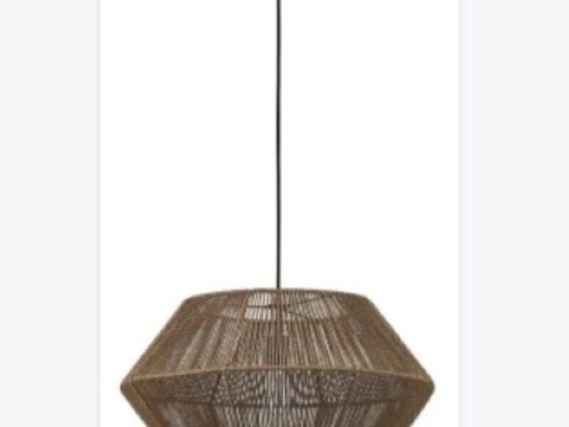 LAMPARA COLGANTE DE METAL + RATTAN  - mixco