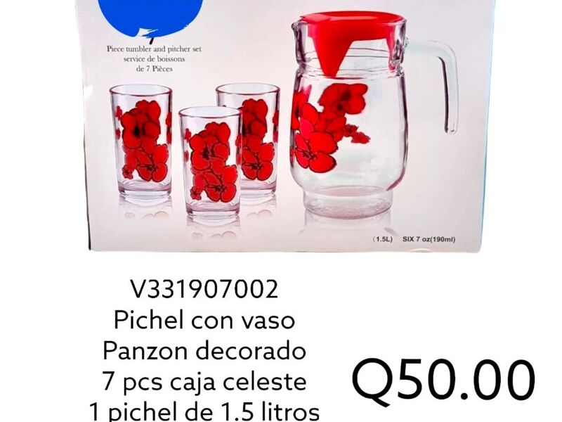 Jarra con vasos decorados Guatemala