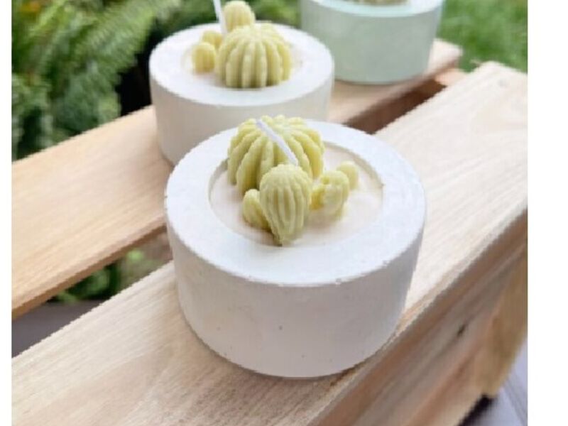 Vela Decorativa Cactus Concreto Guatemala