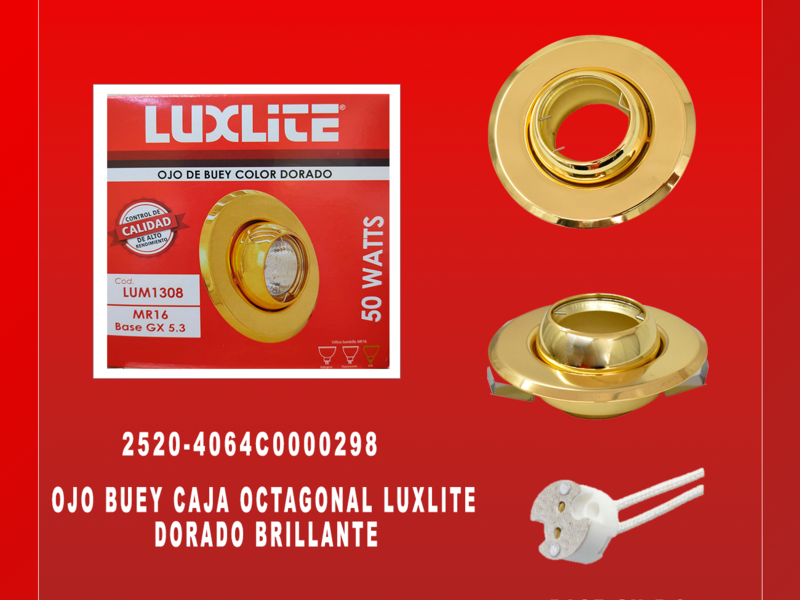 Ojo de buey dorado caja octagonal Luxlite
