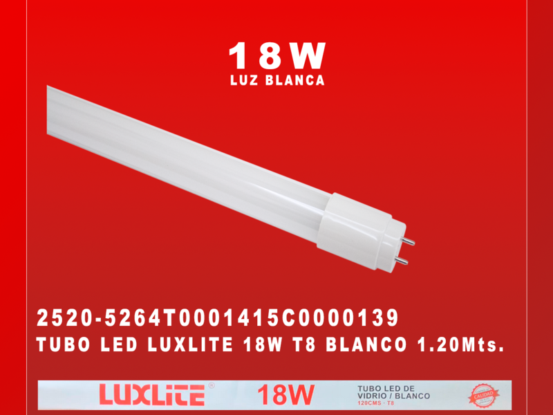 Tubo led blanco 18W Luxlite
