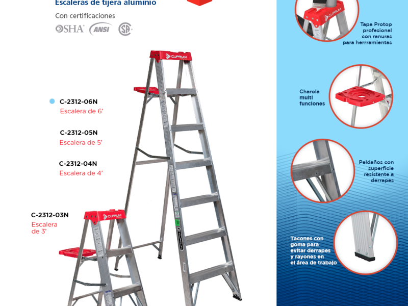 Escalera de tijera aluminio Sacatepéquez