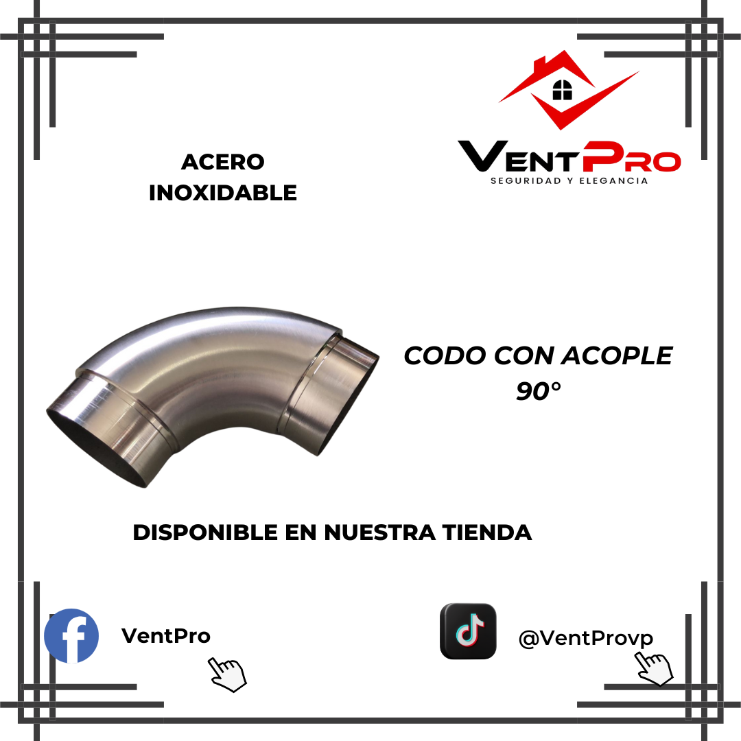 Codo con Acople Acero Inoxidable