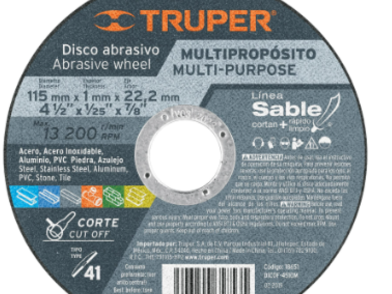 Disco Tipo 41 de 4-1/2" x 1 mm Guatemala