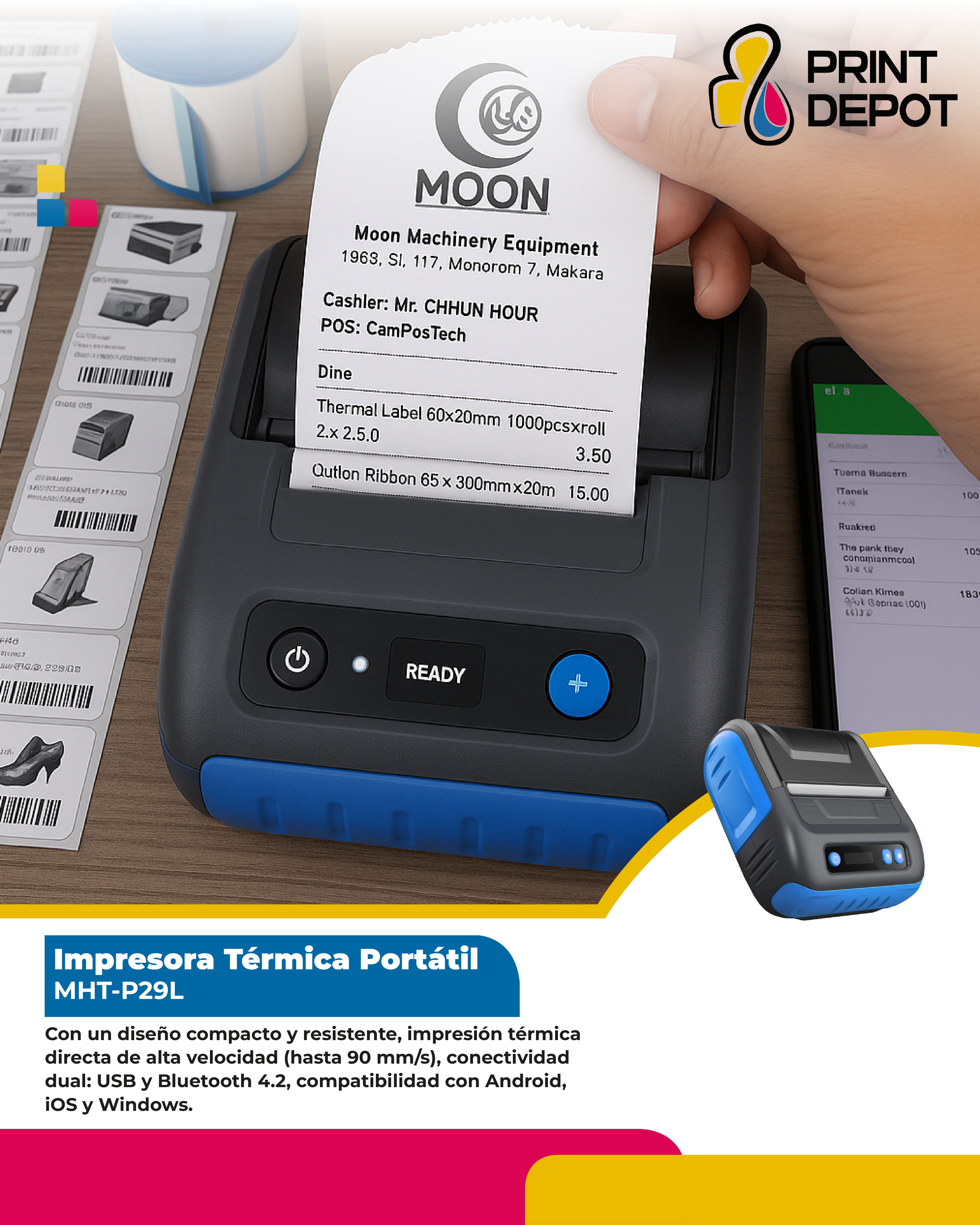 P 29L Impresora Térmica Portátil (Tickets y Etiquetas) / 80mm