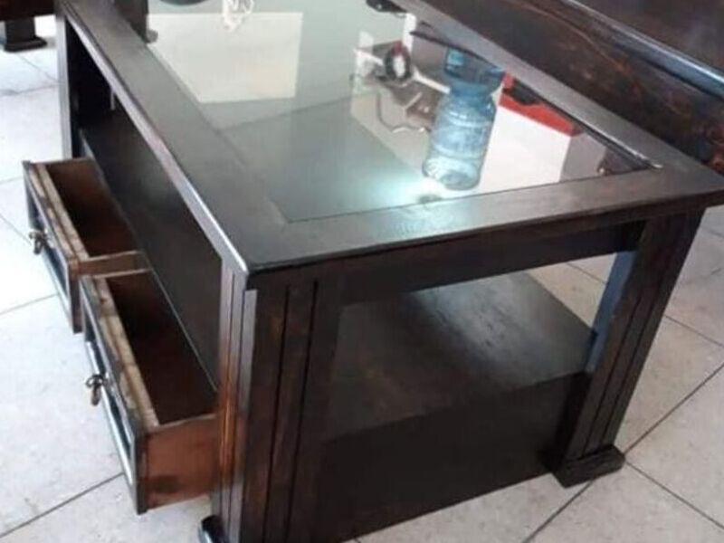 Mesa para sala base de cristal 