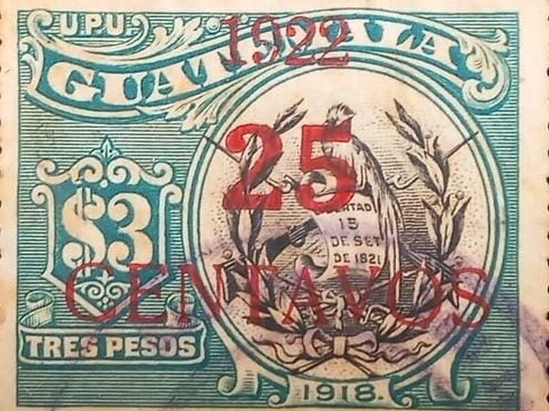 Estampilla decorativa azul Guatemala