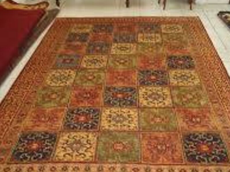Alfombra Naranja Cuadros Formas Guatemala