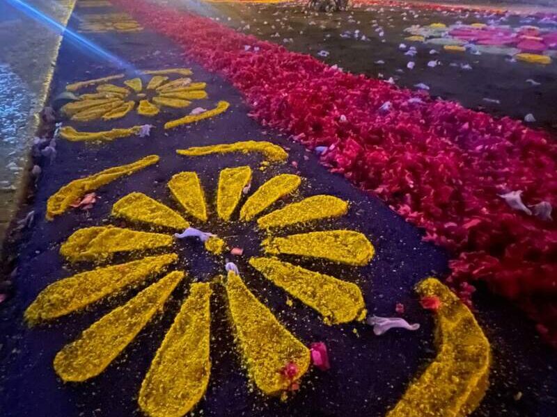 Alfombra Morada Flor Amarilla Guatemala