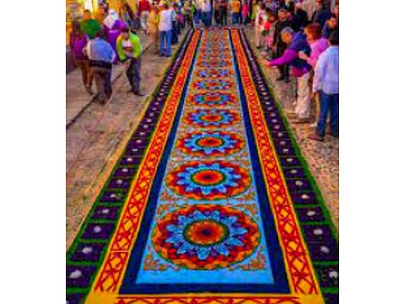 Alfombra Colores Flor Azul Guatemala