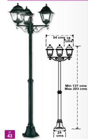 8 Farol jardín con columna 3 faroles