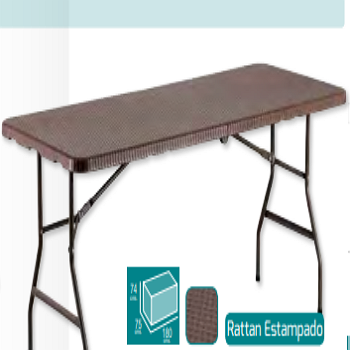 7 Mesa plegable rectangular marrón