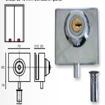 8 Cerradura puerta cristal llave plana