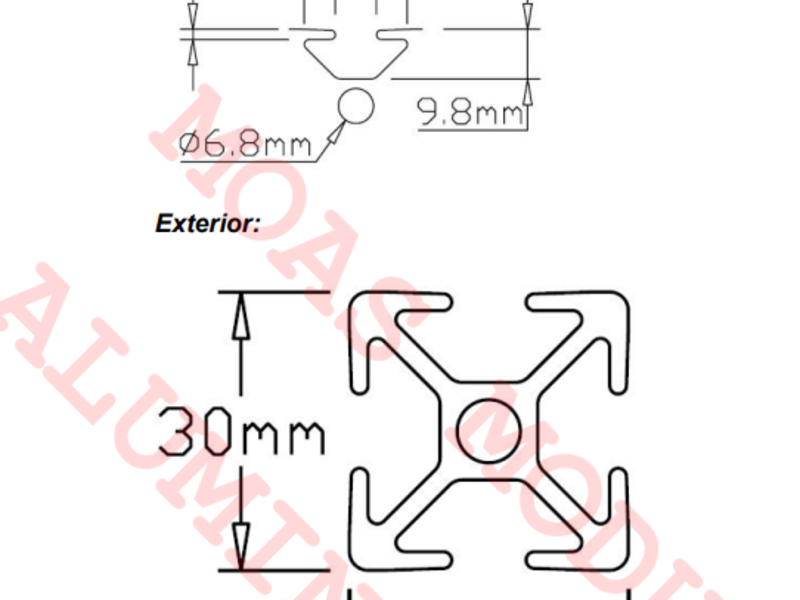 Perfiles de Aluminio Radio 30x30mm
