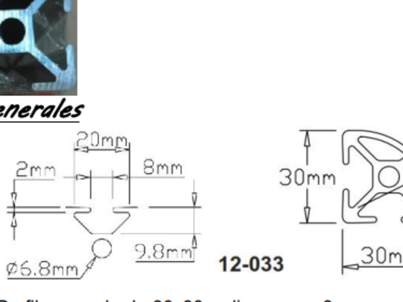 Perfil de Aluminio 30x30 mm 