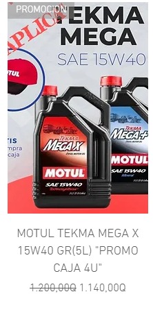 Lubricante de auto Mega x Guatemala