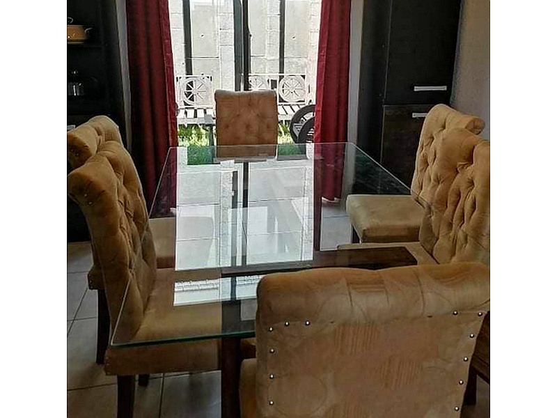 Comedor 6 puestos madera beige MIXCO