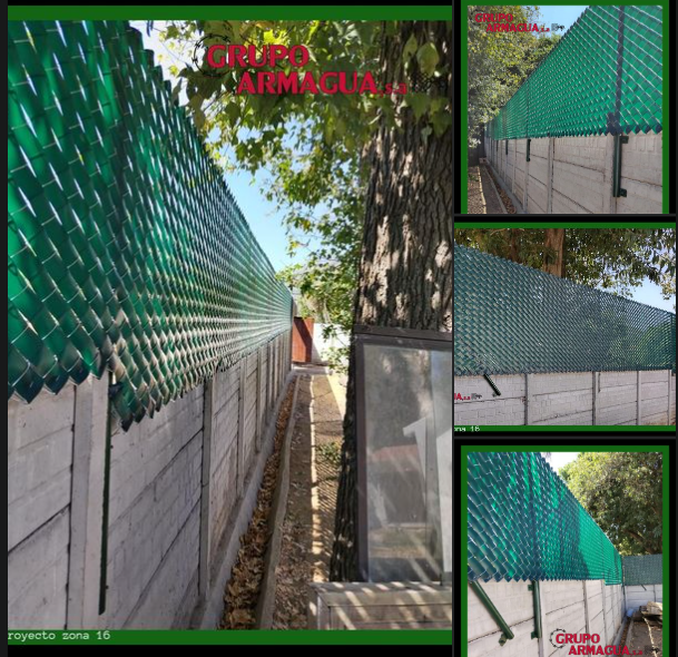 Malla con privacinta en pared prefabricada  Guatemala