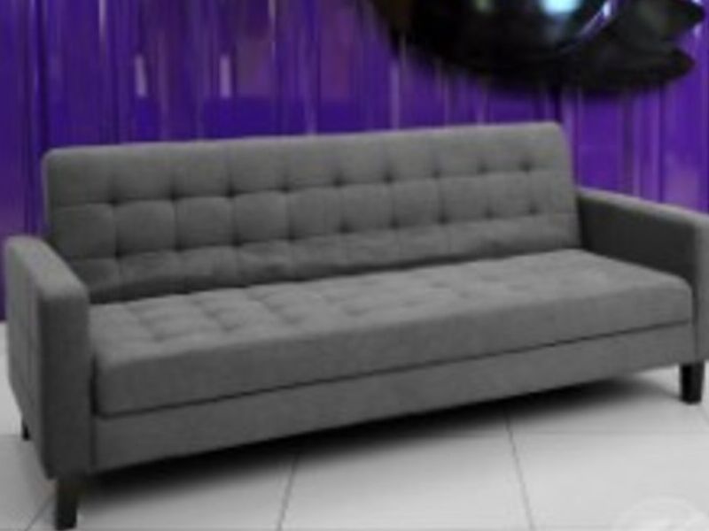 Sofá cama gris con almacenaje