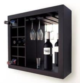 Servicio carpintería de Botellero de pared con copas Guatemala