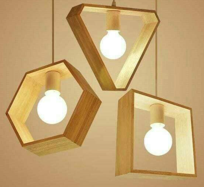 Servicio carpintería de Lámparas colgantes hexagonales de madera Guatemala