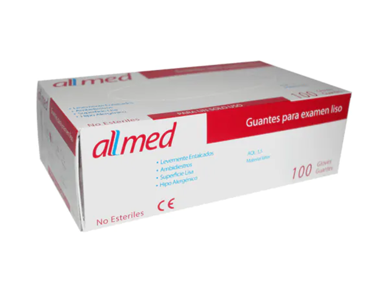 Guante latex liso allmed "mediano"