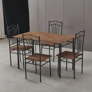 Set De Comedor Meco Nuez Y Negro