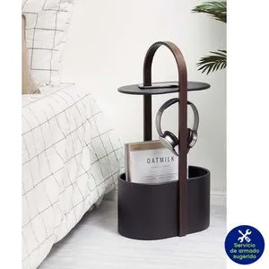 Mesa Auxiliar Ovalada Negro/Café