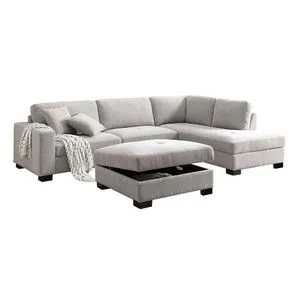 Sala de Esquina Gris con Otoman Lissa Gris