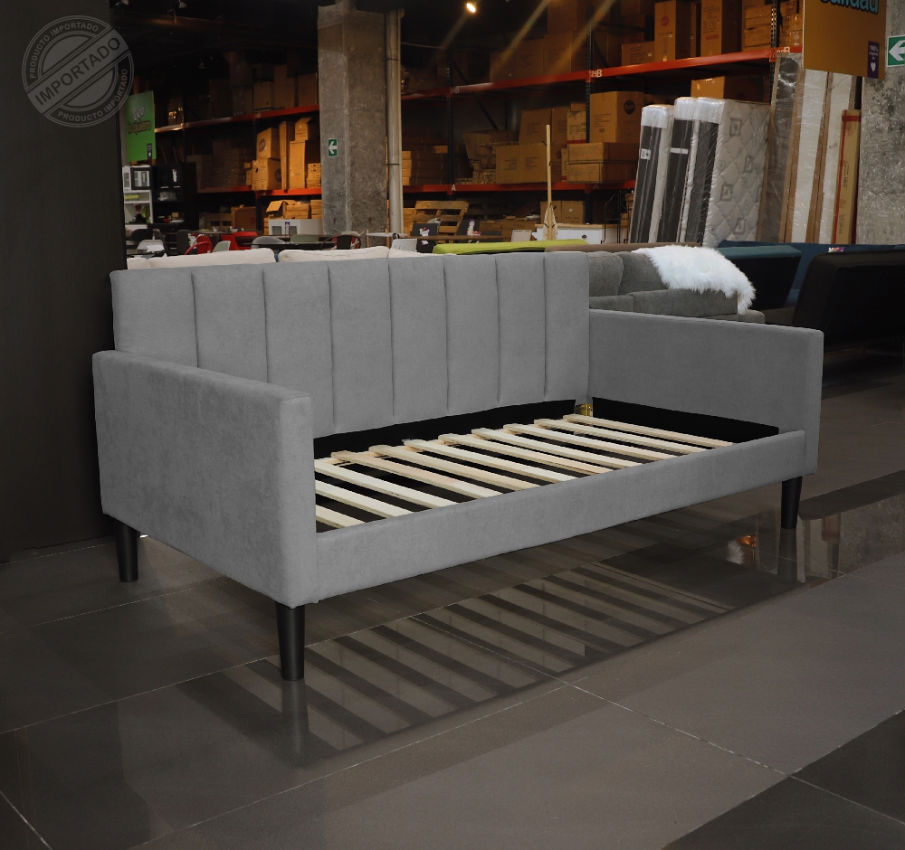 Cama de día tela lino gris Ref 11668