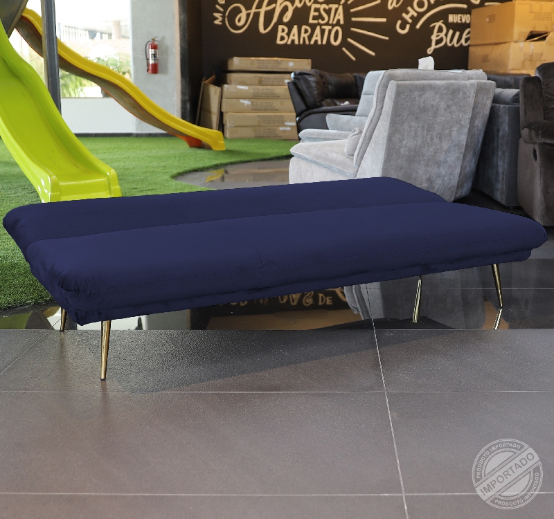Sofá cama tipo futón velvet azul Ref 8757