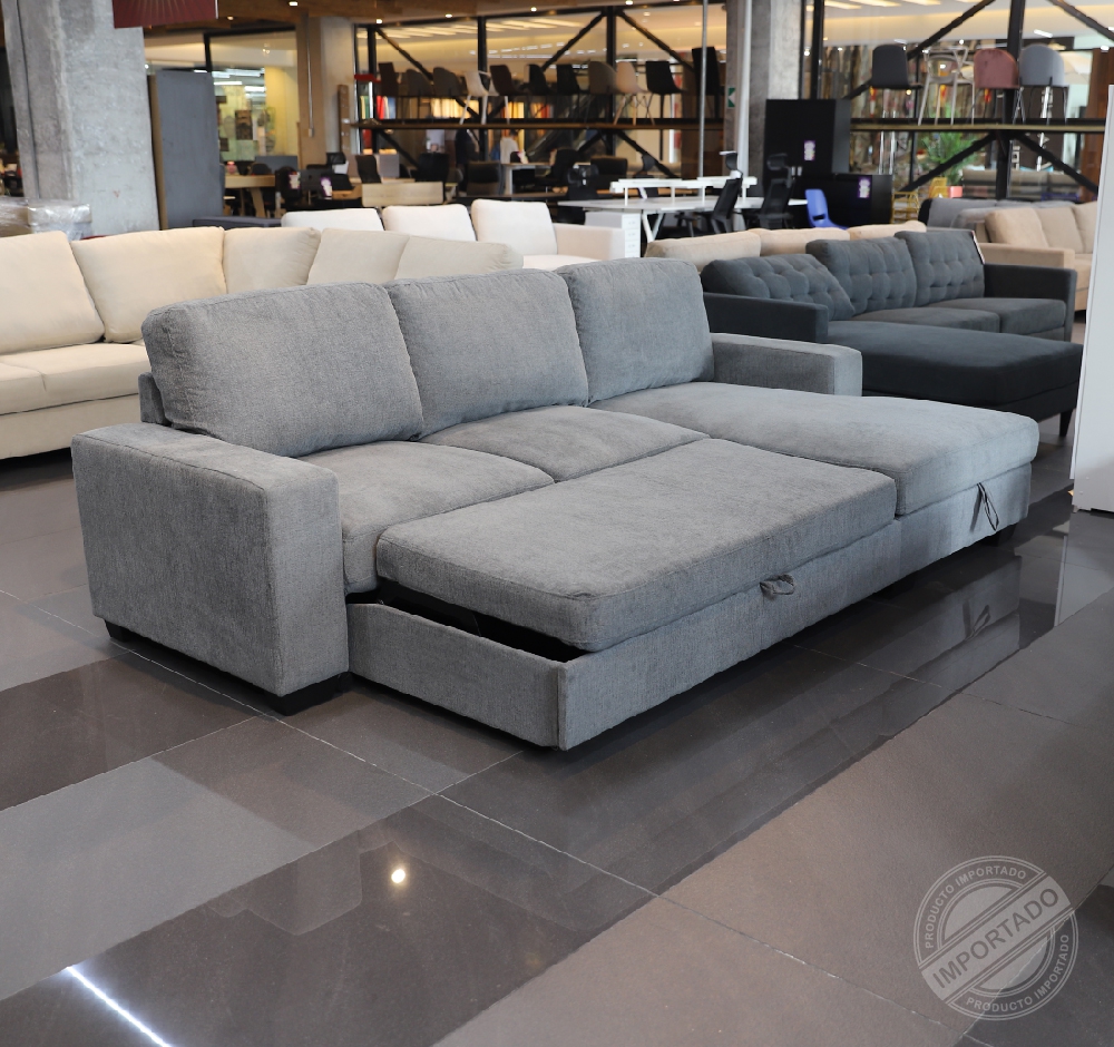 Sofá cama pop-up en L derecha gris claro Ref 11018